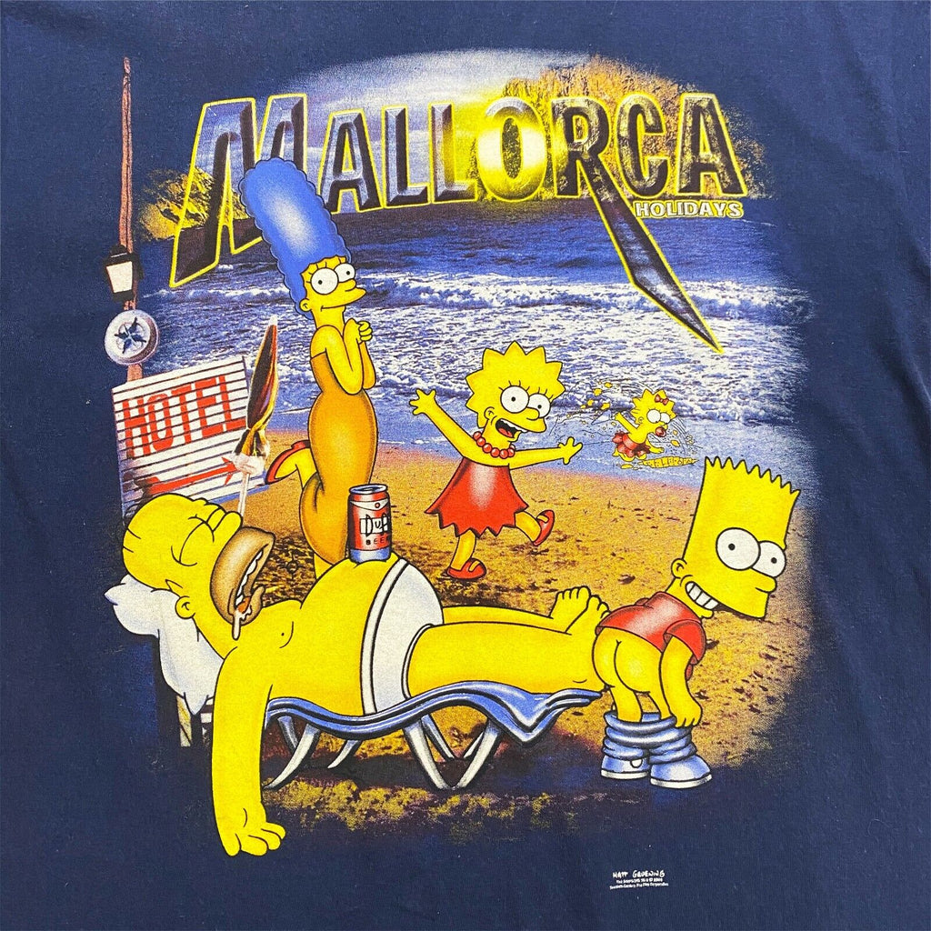 The Simpsons Mallorca Holidays Tshirt | Vintage Cartoon TV Show Medium VTG | Vintage Messina Hembry | Thrift | Second-Hand Messina Hembry | Used Clothing | Messina Hembry 