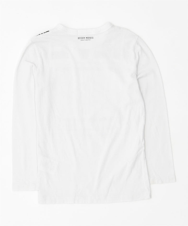 ANTONY MORATO Boys Graphic Top Long Sleeve 5-6 Years White Cotton Vintage | Vintage | Thrift | Second-Hand | Used Clothing | Messina Hembry 