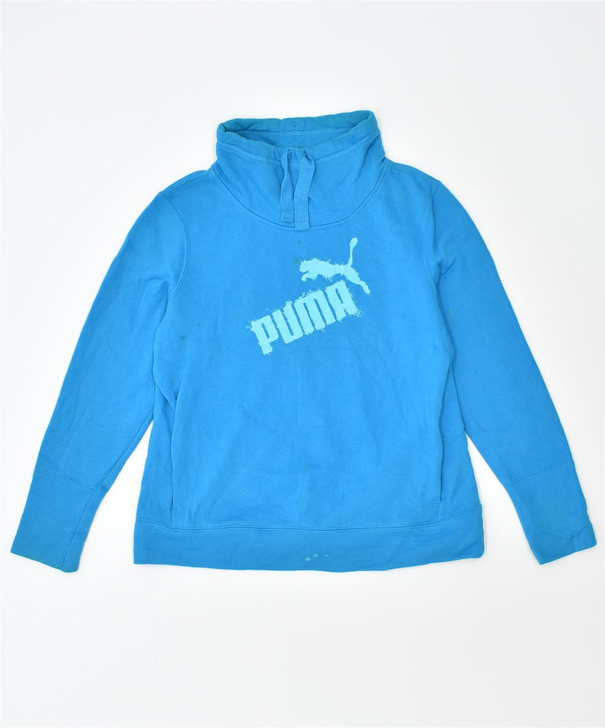 PUMA Womens Sweatshirt Jumper UK 16 Large Blue Cotton | Vintage | Thrift | Second-Hand | Used Clothing | Messina Hembry 