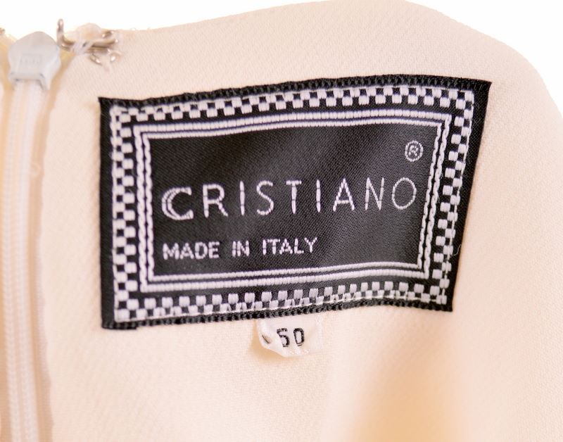 CRISTIANO Womens Straight Dress IT 50 XL Off White Slim Fit Vintage - Second Hand & Vintage Designer Clothing - Messina Hembry