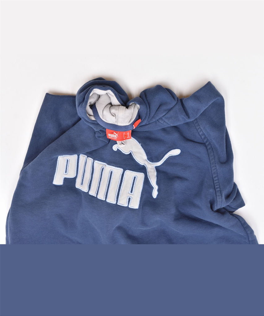 PUMA Boys Graphic Hoodie Jumper 11-12 Years Blue Cotton | Vintage | Thrift | Second-Hand | Used Clothing | Messina Hembry 