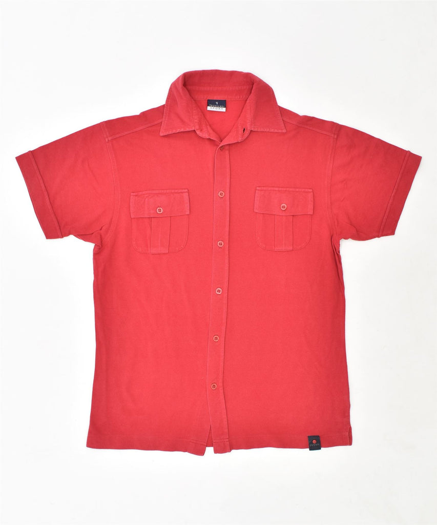 TRUSSARDI Mens Short Sleeve Shirt Medium Red Cotton Vintage | Vintage | Thrift | Second-Hand | Used Clothing | Messina Hembry 