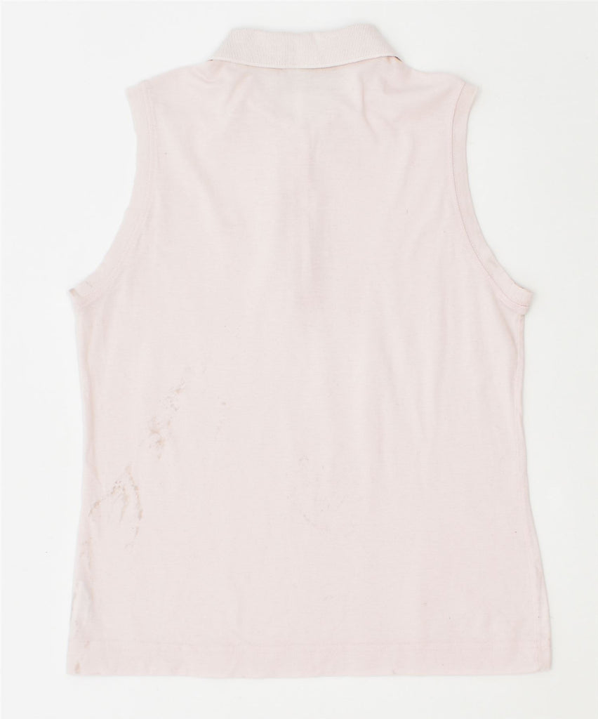 SERGIO TACCHINI Womens Sleeveless Polo Shirt UK 14 Large Pink Cotton | Vintage | Thrift | Second-Hand | Used Clothing | Messina Hembry 