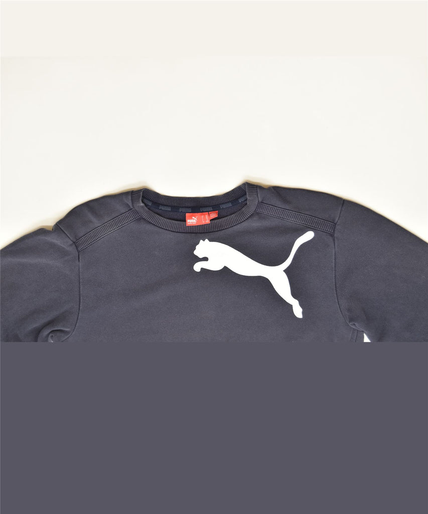 PUMA Boys Graphic Sweatshirt Jumper 13-14 Years Navy Blue Cotton Sports | Vintage | Thrift | Second-Hand | Used Clothing | Messina Hembry 