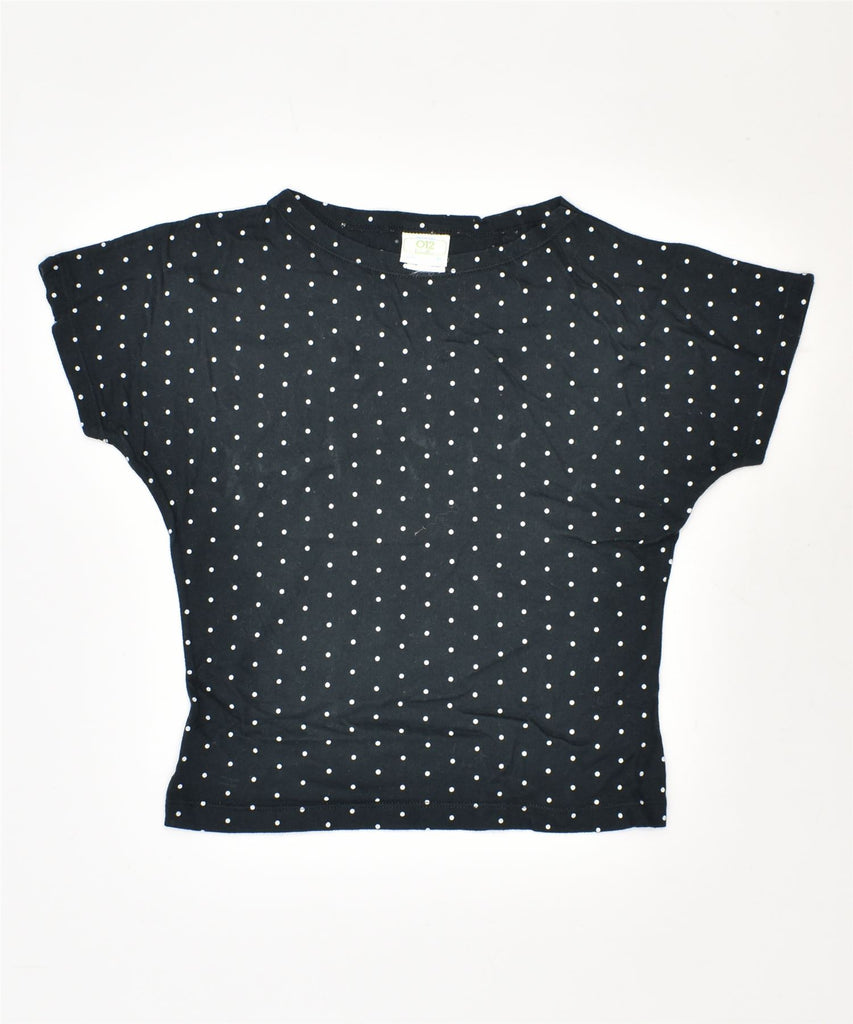 BENETTON Girls T-Shirt Top 7-8 Years Medium Navy Blue Polka Dot Cotton | Vintage | Thrift | Second-Hand | Used Clothing | Messina Hembry 