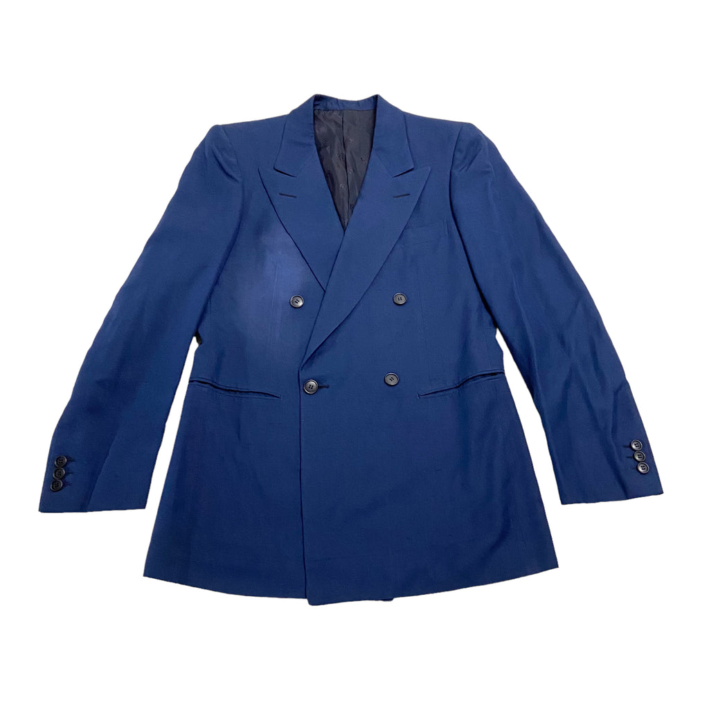 Christian Dior Double Breasted Silk Blazer Jacket | Vintage Designer Blue VTG | Vintage Messina Hembry | Thrift | Second-Hand Messina Hembry | Used Clothing | Messina Hembry 