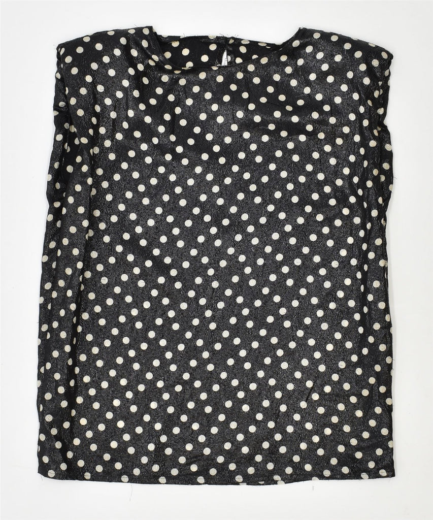 VINTAGE Womens Vest Top UK 18 XL Black Polka Dot | Vintage | Thrift | Second-Hand | Used Clothing | Messina Hembry 