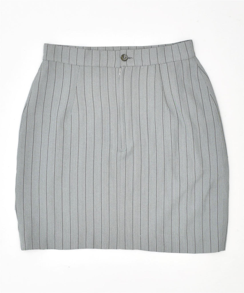 VINTAGE Womens Mini Skirt IT 42 Medium W26 Grey Pinstripe Acetate | Vintage | Thrift | Second-Hand | Used Clothing | Messina Hembry 