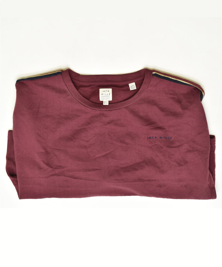 JACK WILLS Womens Sweatshirt Jumper UK 14 Large Maroon Cotton | Vintage | Thrift | Second-Hand | Used Clothing | Messina Hembry 