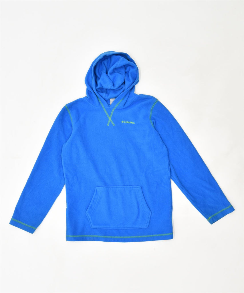 COLUMBIA Boys Fleece Hoodie Jumper 9-10 Years Medium Blue Polyester | Vintage | Thrift | Second-Hand | Used Clothing | Messina Hembry 