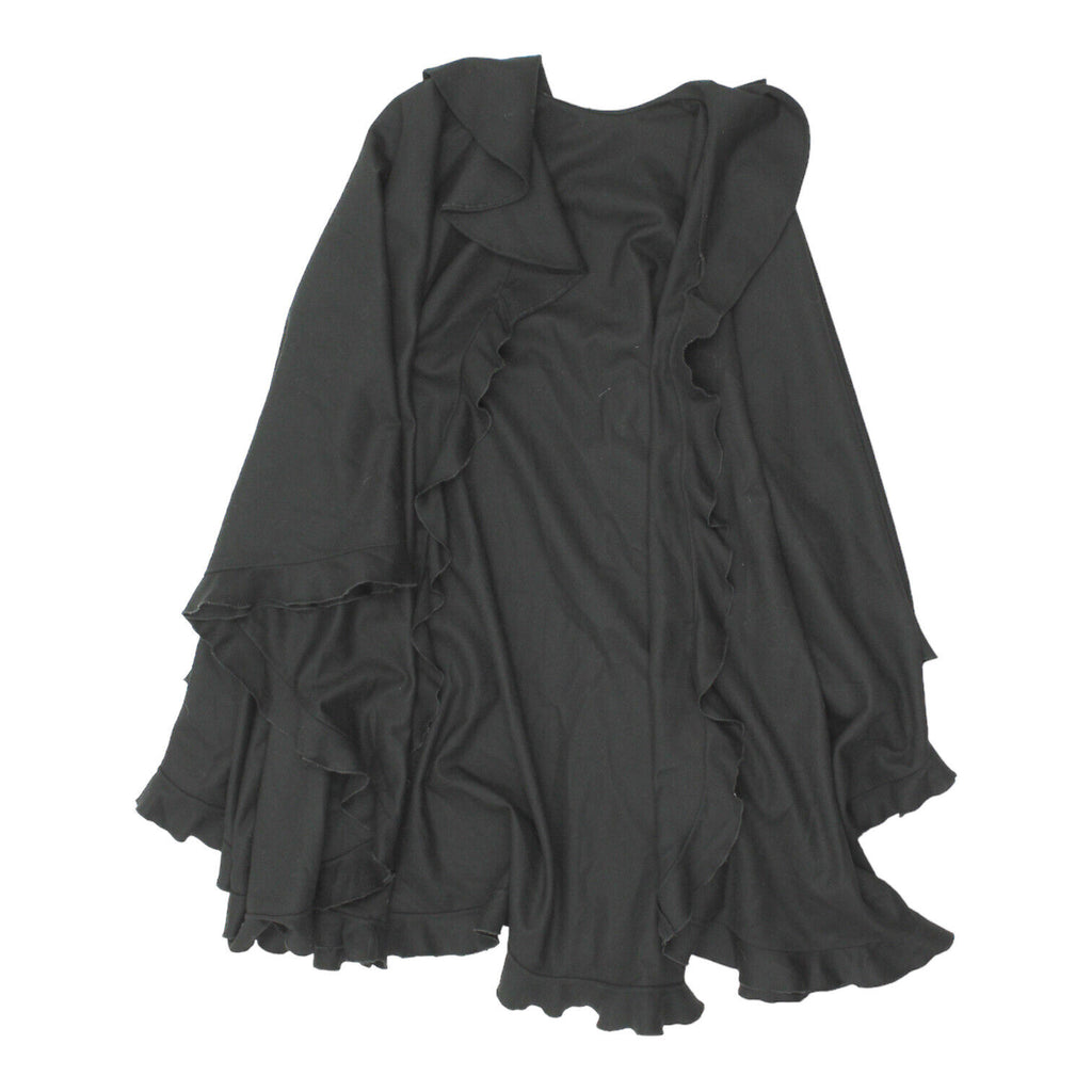 Vintage Womens Black Frilly Trim Cape | High End Luxury Sleeveless VTG | Vintage Messina Hembry | Thrift | Second-Hand Messina Hembry | Used Clothing | Messina Hembry 