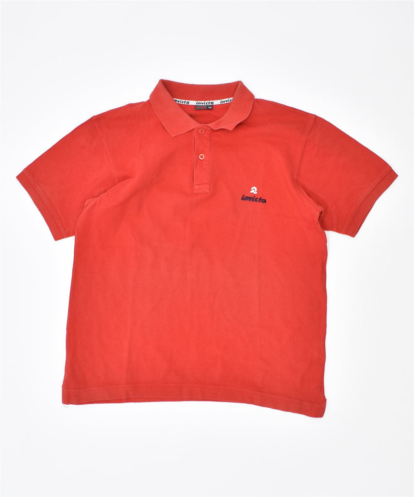 INVICTA Mens Graphic Polo Shirt IT 50 Medium Red Cotton | Vintage | Thrift | Second-Hand | Used Clothing | Messina Hembry 