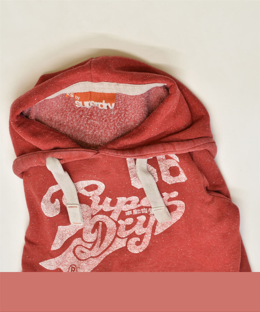 SUPERDRY Mens Graphic Hoodie Jumper XS Red Flecked Cotton | Vintage | Thrift | Second-Hand | Used Clothing | Messina Hembry 