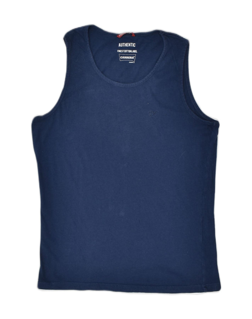 CARRERA Mens Authentic Vest Top Medium Navy Blue Cotton | Vintage | Thrift | Second-Hand | Used Clothing | Messina Hembry 