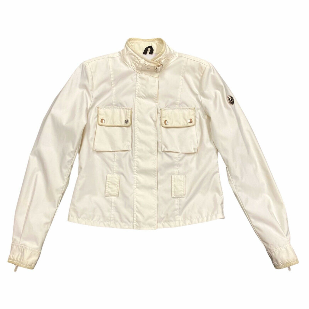 Belstaff Women's Short Nylon Biker Jacket | Vintage High End Designer White VTG | Vintage Messina Hembry | Thrift | Second-Hand Messina Hembry | Used Clothing | Messina Hembry 