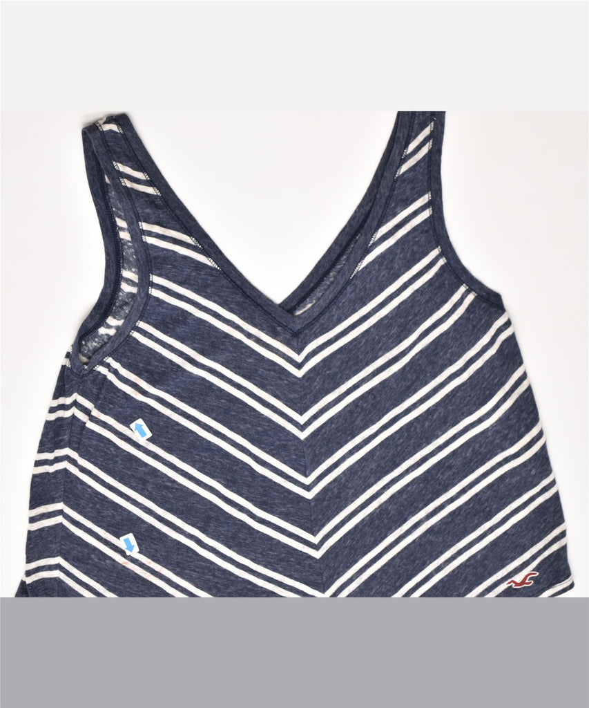 HOLLISTER Womens Vest Top UK 6 XS Navy Blue Striped Cotton | Vintage | Thrift | Second-Hand | Used Clothing | Messina Hembry 