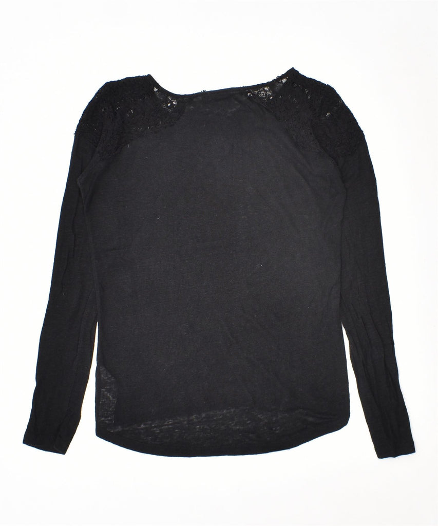 ZARA Womens Top Long Sleeve UK 8 Small Black Linen | Vintage | Thrift | Second-Hand | Used Clothing | Messina Hembry 