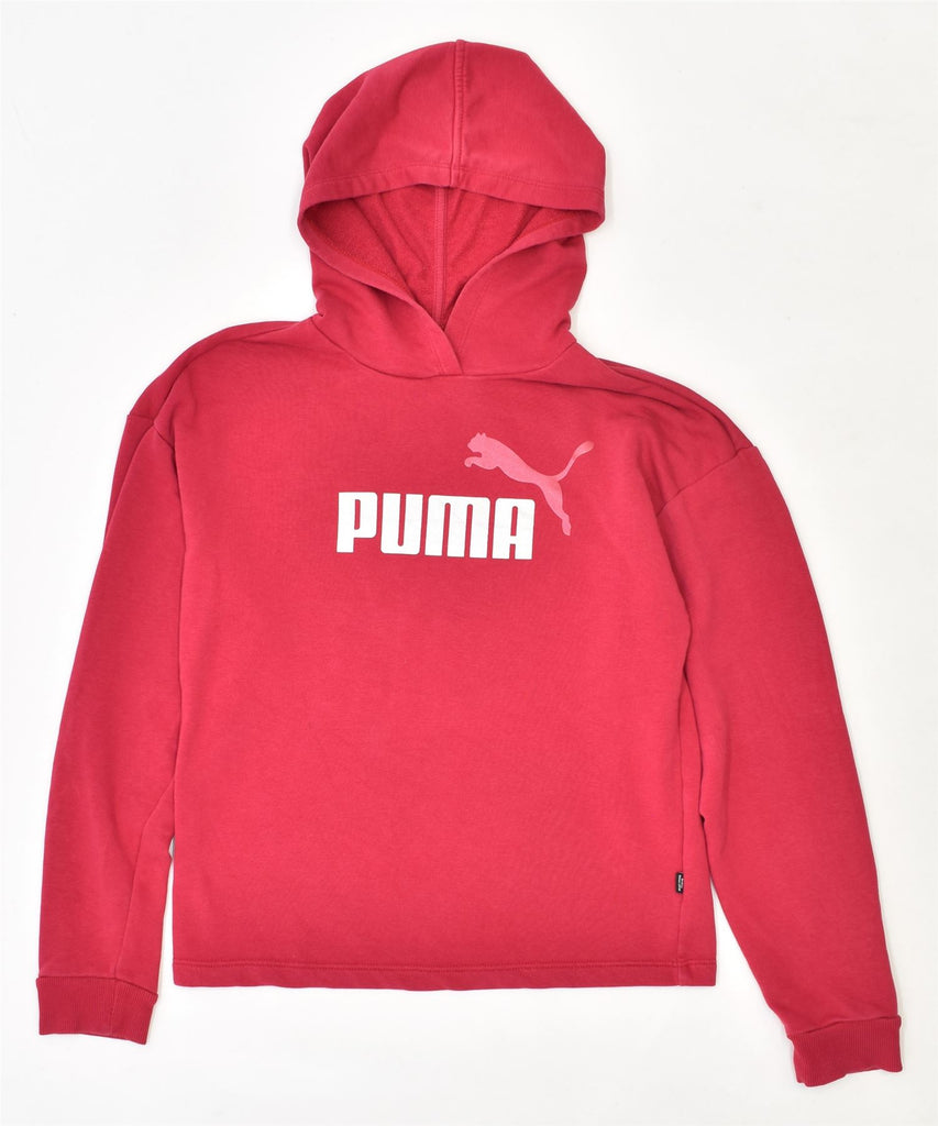 PUMA Girls Graphic Hoodie Jumper 15-16 Years Pink Cotton | Vintage | Thrift | Second-Hand | Used Clothing | Messina Hembry 