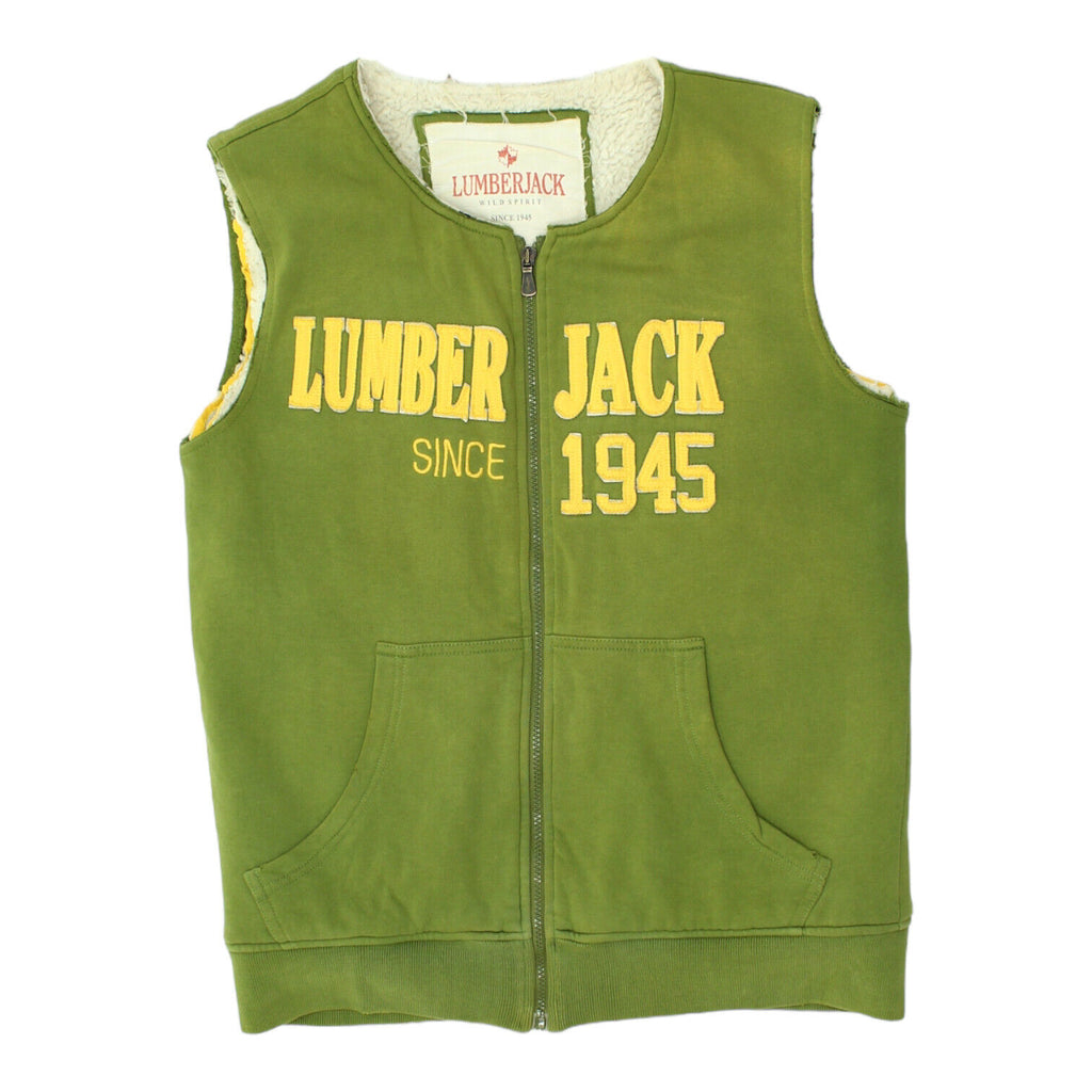 Lumberjack Mens Green Warm Pile Lined Waistcoat | Sleeveless Sweat Jacket VTG | Vintage Messina Hembry | Thrift | Second-Hand Messina Hembry | Used Clothing | Messina Hembry 