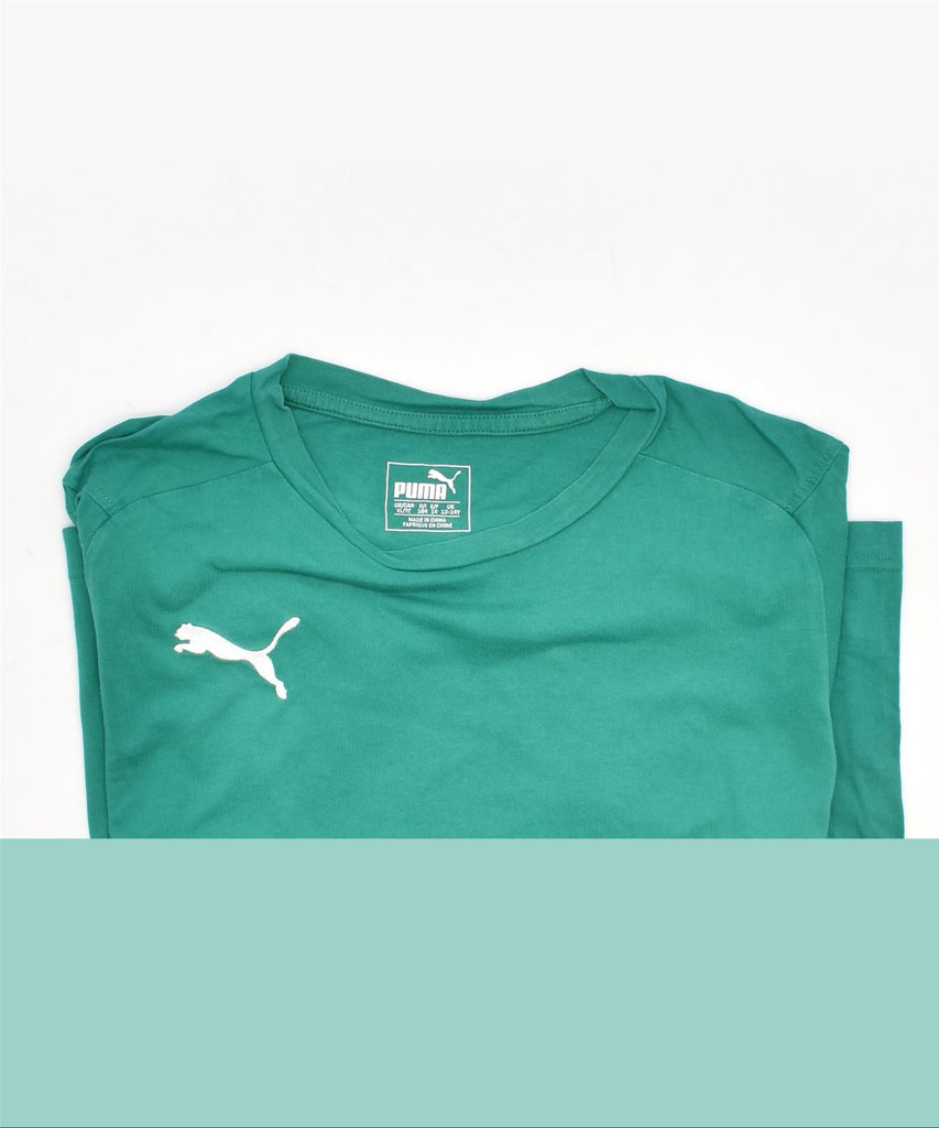 PUMA Girls T-Shirt Top 13-14 Years Green Cotton | Vintage | Thrift | Second-Hand | Used Clothing | Messina Hembry 