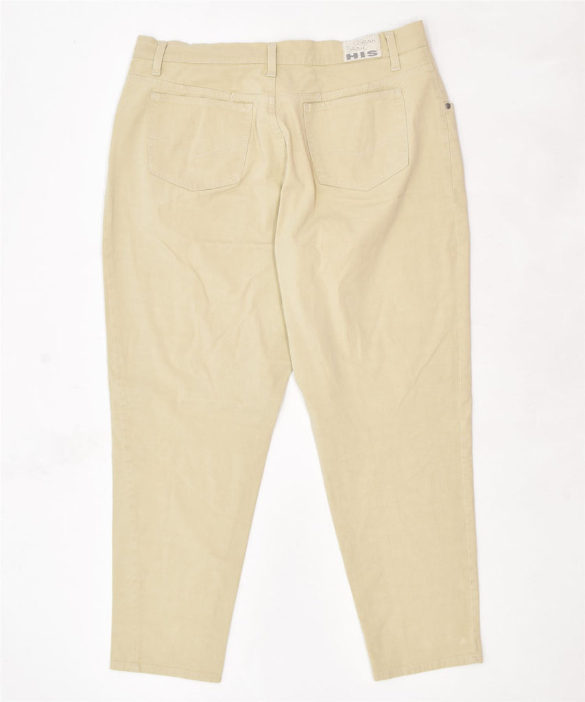 H.I.S Womens Tapered Casual Trousers UK 22 2XL W36 L28 Beige Cotton | Vintage | Thrift | Second-Hand | Used Clothing | Messina Hembry 