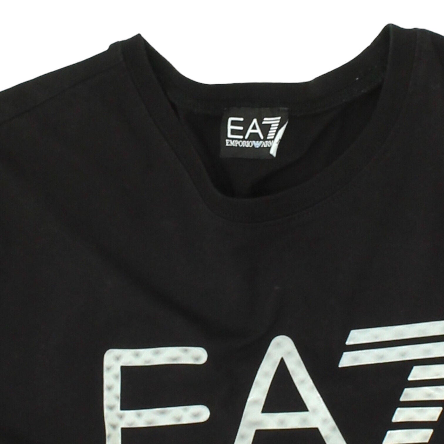 EA7 Emporio Armani Black Spell Out Logo Tshirt Vintage High End