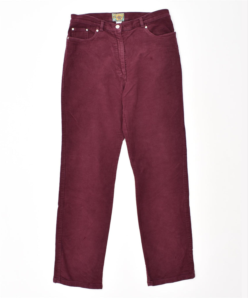 UNGOLD Womens Straight Casual Trousers IT 50 XL W33 L32 Burgundy Cotton | Vintage | Thrift | Second-Hand | Used Clothing | Messina Hembry 