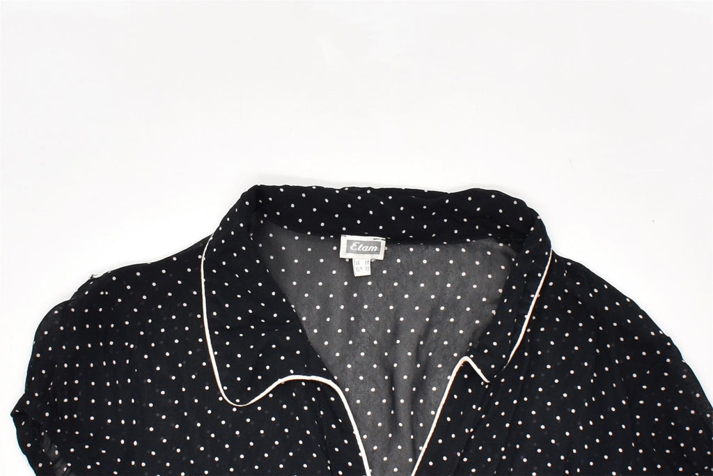 ETAM Womens Blouse Top UK 10 Small Black Polka Dot Viscose | Vintage | Thrift | Second-Hand | Used Clothing | Messina Hembry 