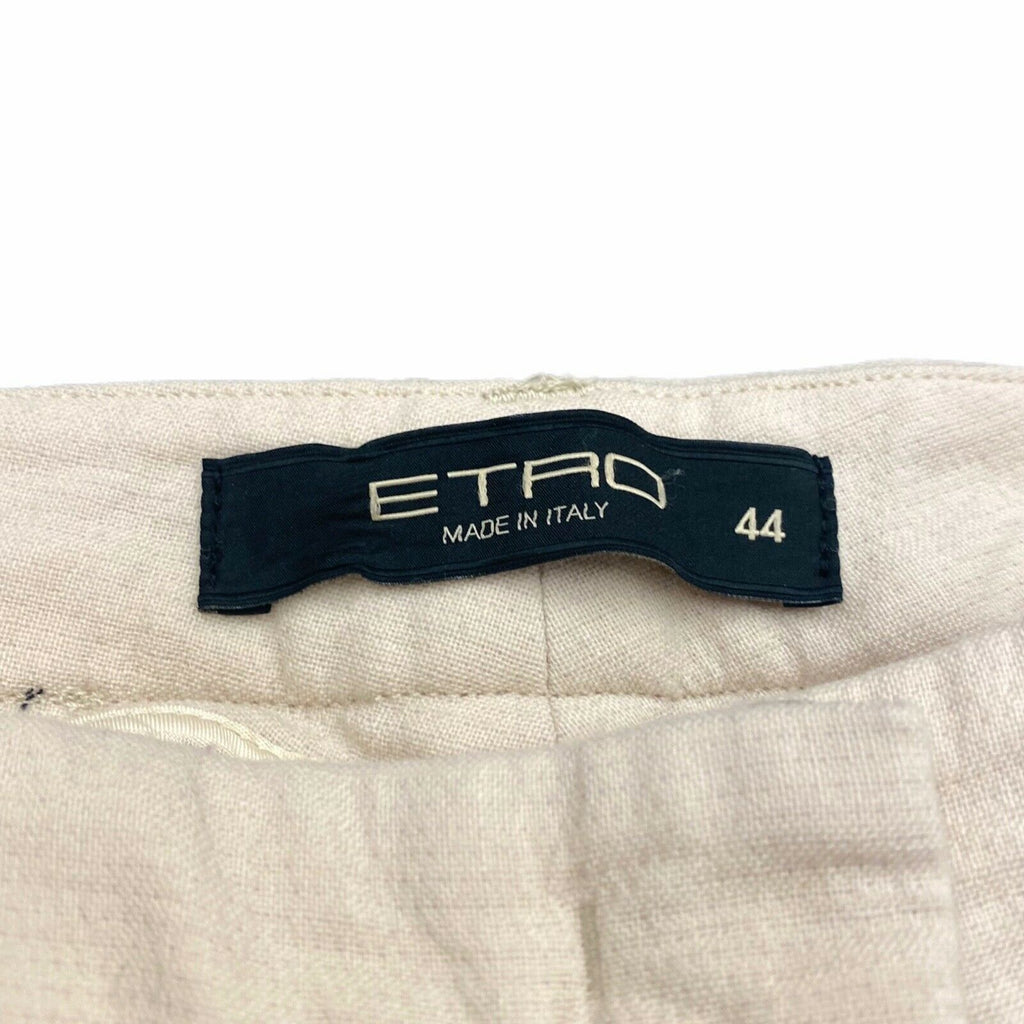 Etro Women's Wool Trousers | Vintage Luxury High End Designer IT 44 White VTG | Vintage Messina Hembry | Thrift | Second-Hand Messina Hembry | Used Clothing | Messina Hembry 