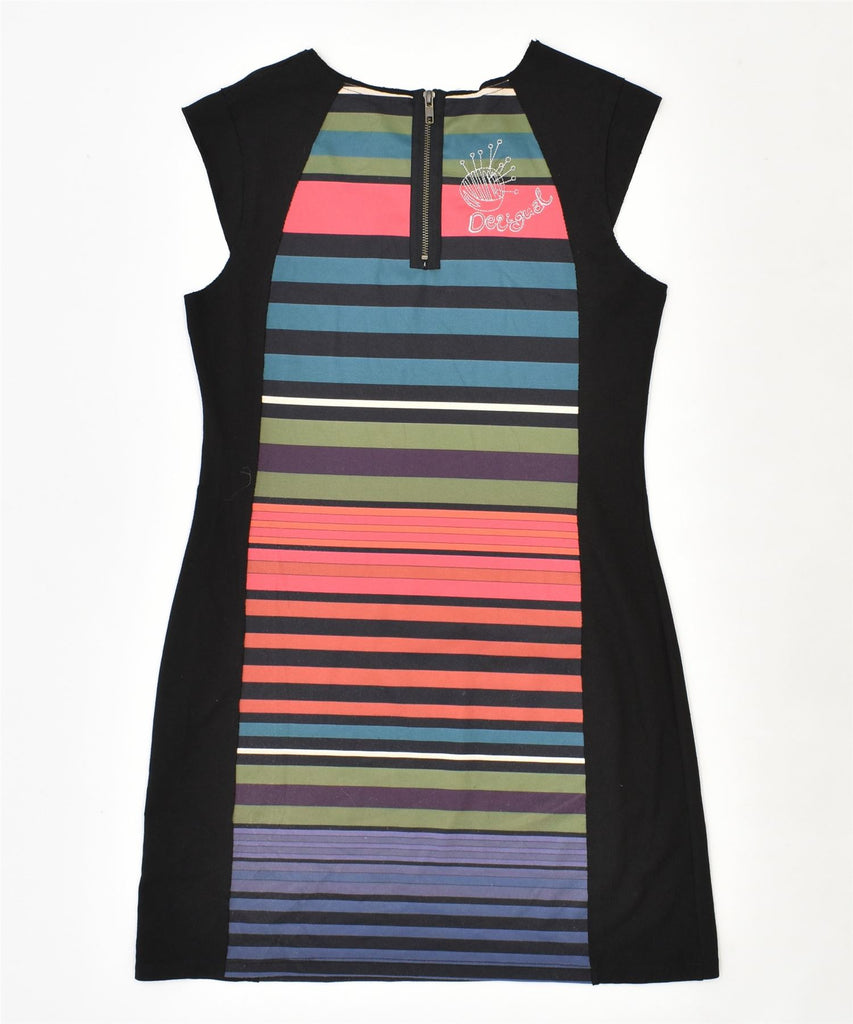 DESIGUAL Womens Basic Dress UK 14 Large Multicoloured Striped Polyester | Vintage | Thrift | Second-Hand | Used Clothing | Messina Hembry 