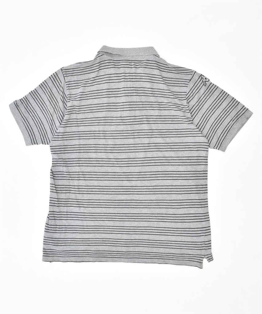 KAPPA Mens Polo Shirt Large Grey Striped Cotton | Vintage | Thrift | Second-Hand | Used Clothing | Messina Hembry 