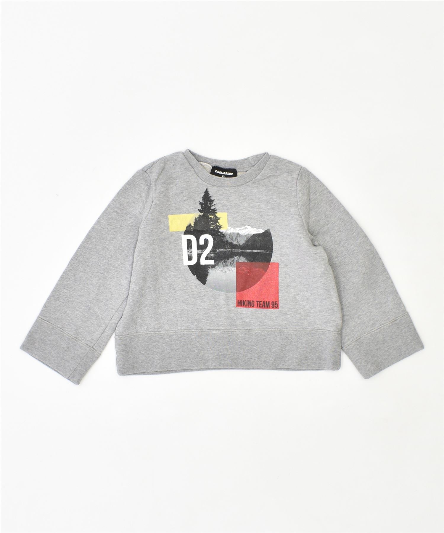 DSQUARED2 Girls Graphic Sweatshirt Jumper 7 8 Years Grey Cotton