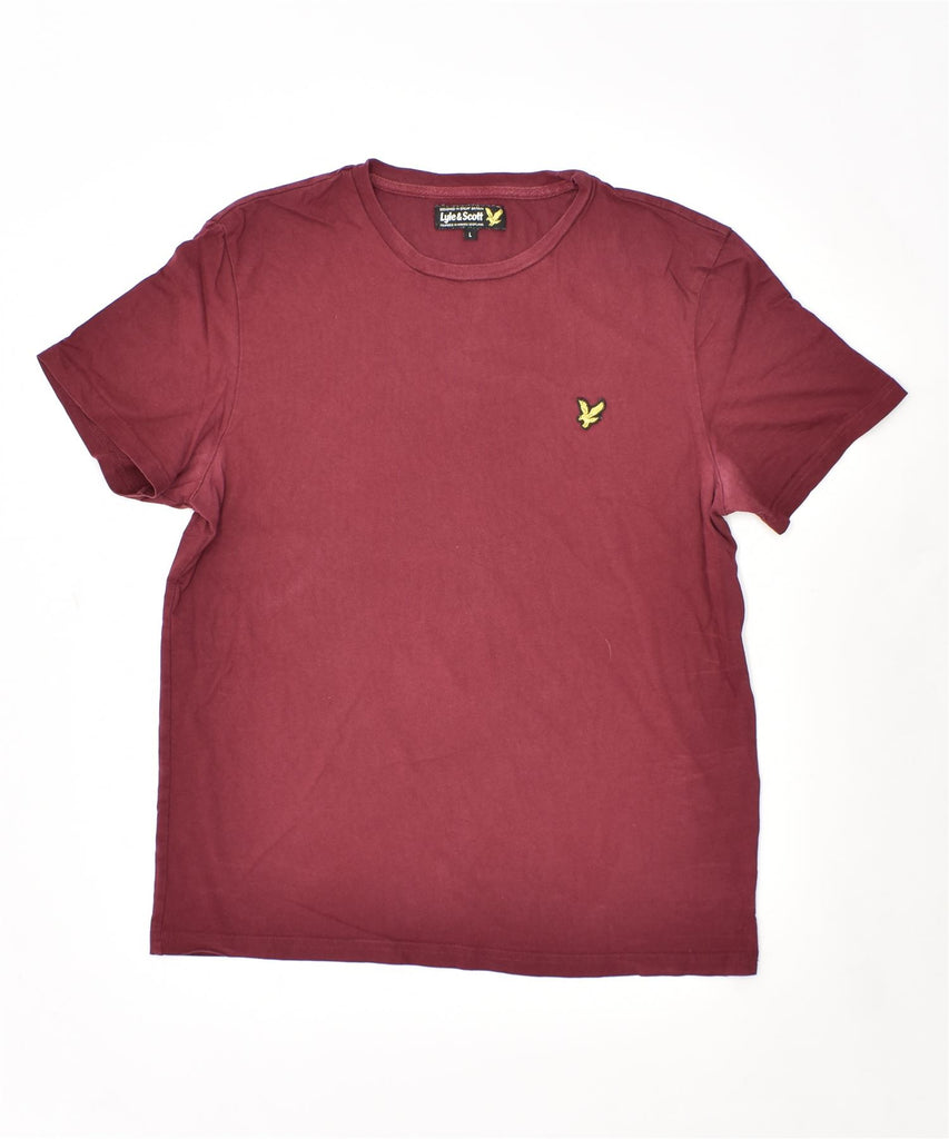 LYLE & SCOTT Mens T-Shirt Top Large Maroon Cotton | Vintage | Thrift | Second-Hand | Used Clothing | Messina Hembry 