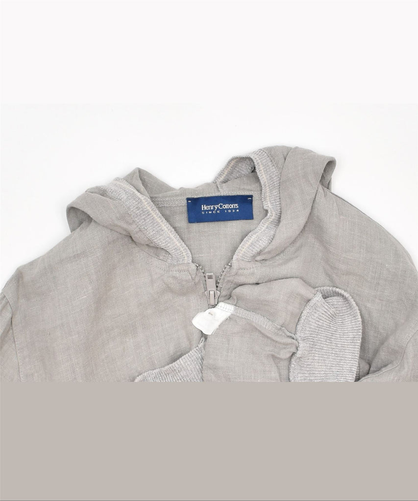 HENRY COTTONS Boys Hooded Bomber Jacket 5-6 Years Grey Linen | Vintage | Thrift | Second-Hand | Used Clothing | Messina Hembry 