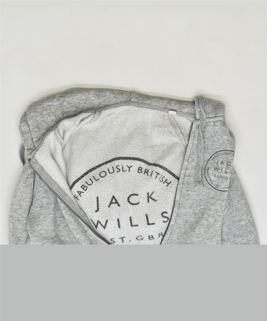 JACK WILLS Womens Zip Hoodie Sweater UK 8 Small Grey Cotton | Vintage | Thrift | Second-Hand | Used Clothing | Messina Hembry 