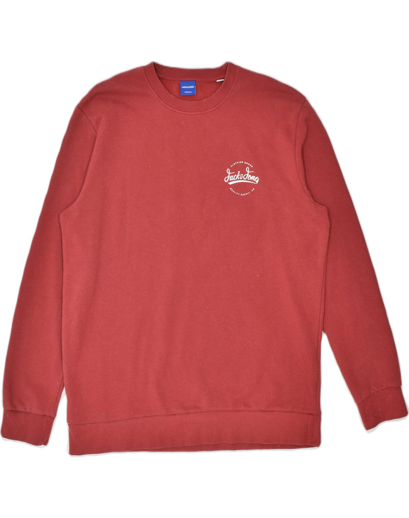 JACK & JONES Mens Sweatshirt Jumper 2XL Maroon Cotton | Vintage | Thrift | Second-Hand | Used Clothing | Messina Hembry 