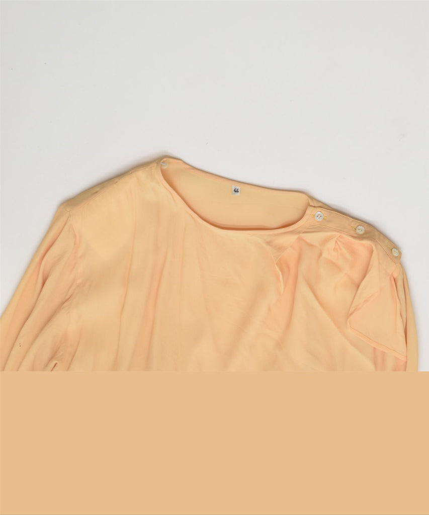 VINTAGE Womens Shirt Blouse IT 44 Medium Yellow Acetate | Vintage | Thrift | Second-Hand | Used Clothing | Messina Hembry 