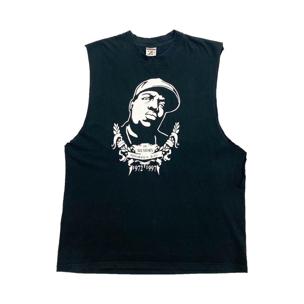 In Memory Of Notorious B.I.G Vest | Vintage 90s Biggie Smalls Hip Hop Rap Music | Vintage Messina Hembry | Thrift | Second-Hand Messina Hembry | Used Clothing | Messina Hembry 