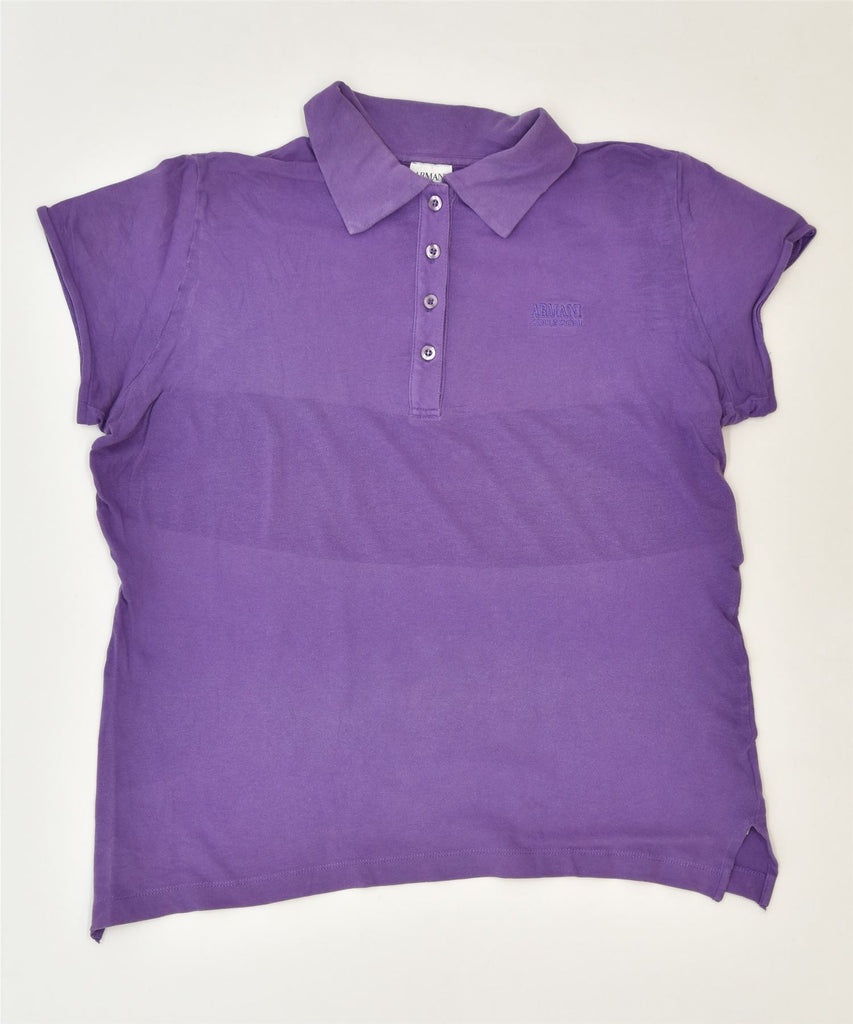 ARMANI Womens Polo Shirt IT 48 XL Purple Cotton Classic | Vintage | Thrift | Second-Hand | Used Clothing | Messina Hembry 