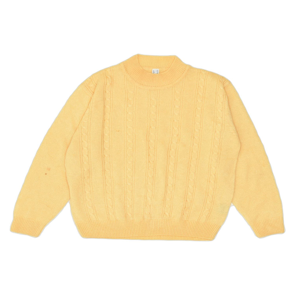 VINTAGE Womens Crew Neck Jumper Sweater UK 16 Large Yellow Acrylic | Vintage | Thrift | Second-Hand | Used Clothing | Messina Hembry 