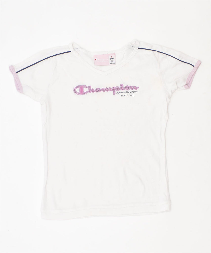 CHAMPION Girls Graphic T-Shirt Top 7-8 Years Small White | Vintage | Thrift | Second-Hand | Used Clothing | Messina Hembry 