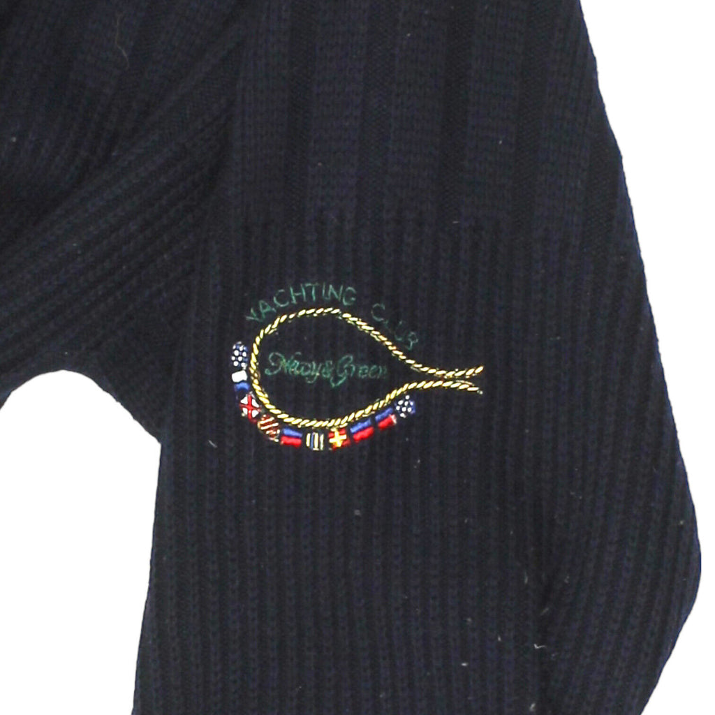 Navy & Green Navy Blue Wool Acrylic Knit Jumper | Vintage High End Button Up VTG | Vintage Messina Hembry | Thrift | Second-Hand Messina Hembry | Used Clothing | Messina Hembry 