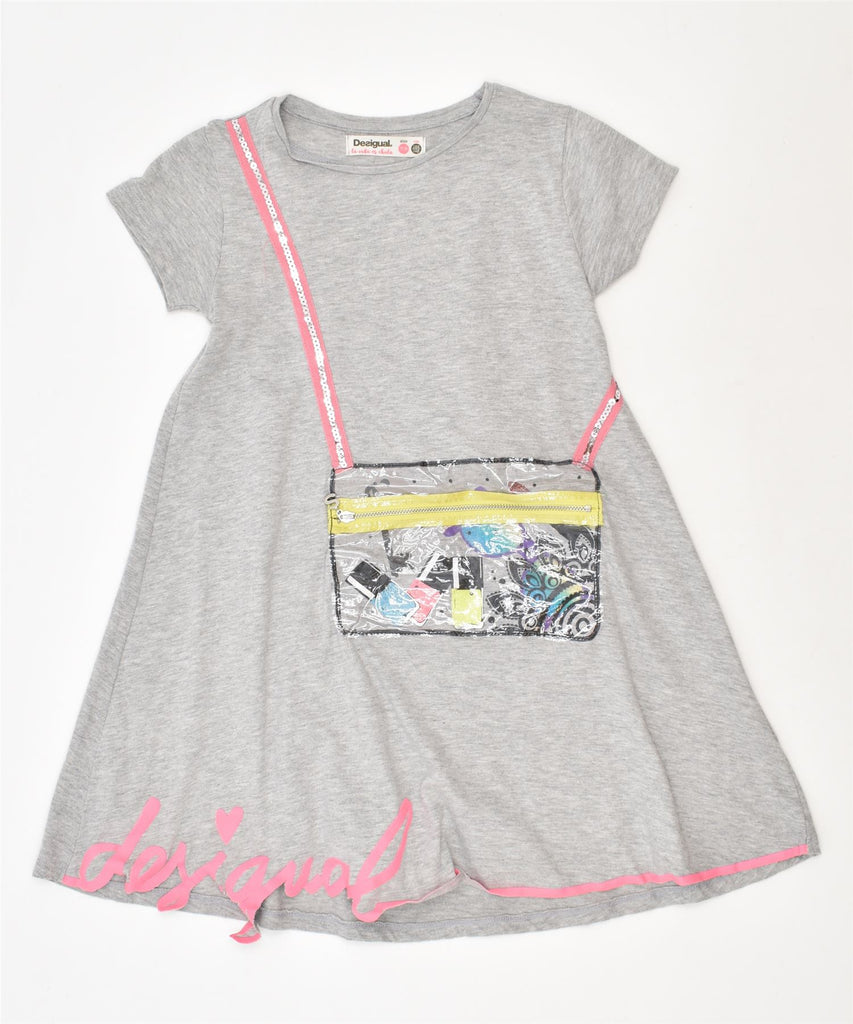 DESIGUAL Girls T-Shirt Dress 7-8 Years Grey Cotton | Vintage | Thrift | Second-Hand | Used Clothing | Messina Hembry 