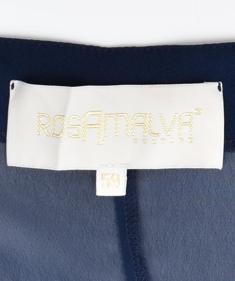 ROSAMALVA Womens Blouse Top UK 20 2XL Navy Blue Acetate Vintage | Vintage | Thrift | Second-Hand | Used Clothing | Messina Hembry 