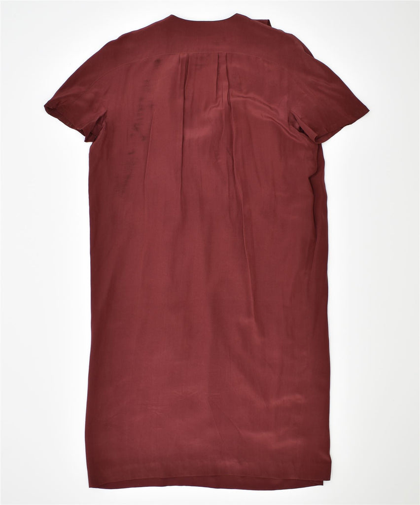 CAROL Womens Ruffle Front Shift Dress IT 42 Medium Burgundy Vintage | Vintage | Thrift | Second-Hand | Used Clothing | Messina Hembry 