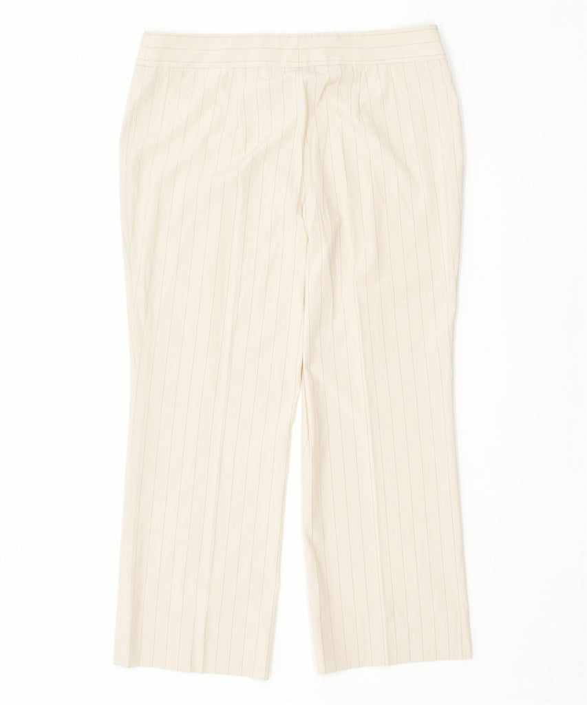 VINTAGE Womens Straight Capri Trousers IT 48 XL W34 L26 Beige Polyester | Vintage | Thrift | Second-Hand | Used Clothing | Messina Hembry 