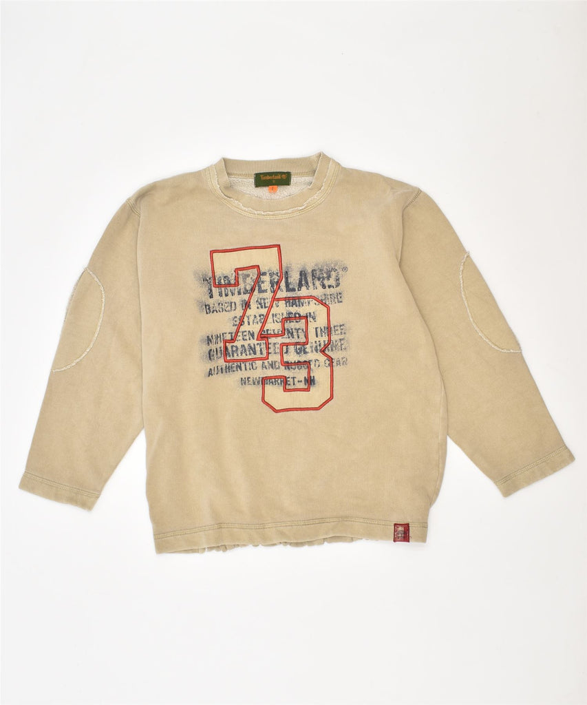 TIMBERLAND Boys Graphic Sweatshirt Jumper 7-8 Years Brown Cotton | Vintage | Thrift | Second-Hand | Used Clothing | Messina Hembry 