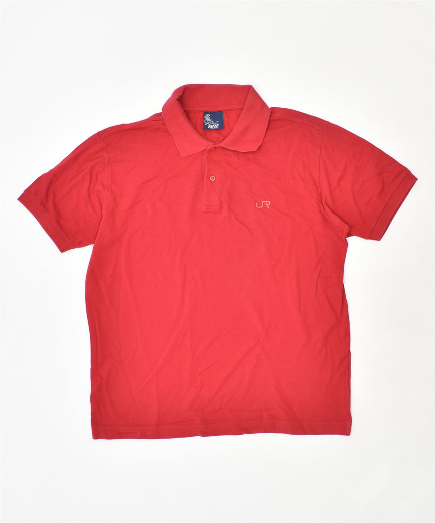 RIFLE Mens Polo Shirt Medium Red | Vintage | Thrift | Second-Hand | Used Clothing | Messina Hembry 