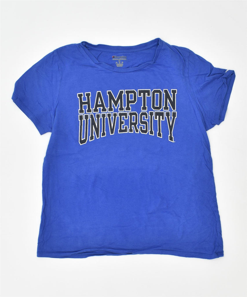 CHAMPION Womens Graphic T-Shirt Top UK 18 XL Blue Cotton | Vintage | Thrift | Second-Hand | Used Clothing | Messina Hembry 