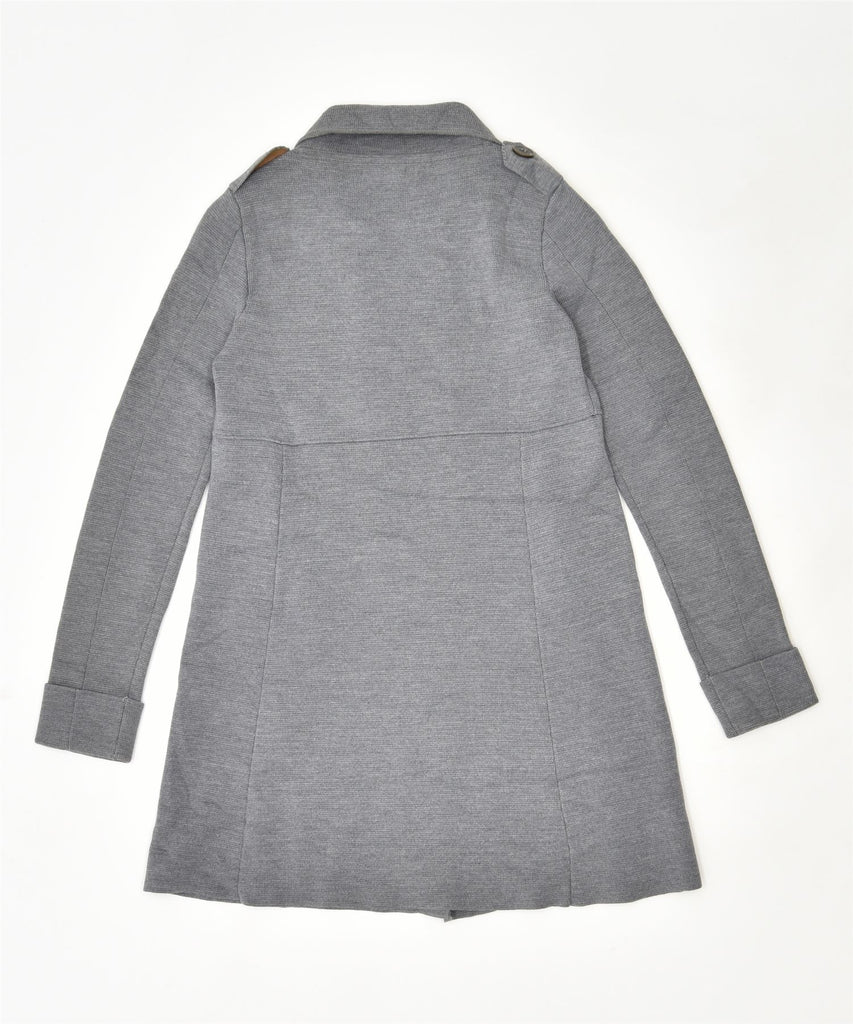 MASSIMO DUTTI Womens Double Breasted Overcoat UK 8 Small Grey Wool | Vintage | Thrift | Second-Hand | Used Clothing | Messina Hembry 